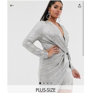ASOS CURVE Club L London metallic wrap knot mini
